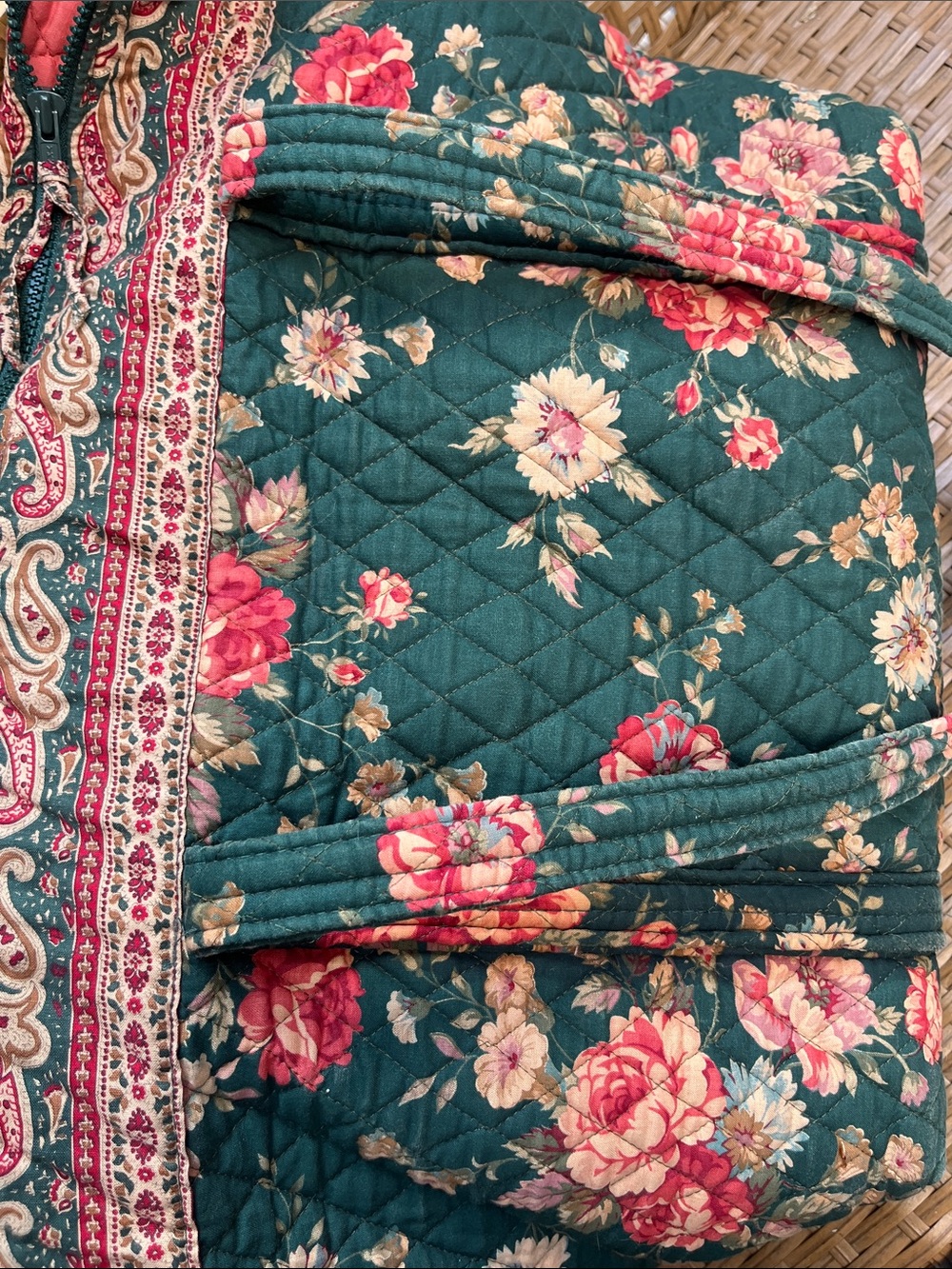 Vintage Vera Bradley Greenbriar paddy Teal Floral Quilted Tote - Picture 9 of 11